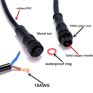 M8 M12 M16 M18 M20 không thấm nước <span class=keywords><strong>d</strong></span>ẫn kết nối 3 <span class=keywords><strong>pin</strong></span> 3 lõi IP65 IP67 IP68 Nam Nữ cắm đồng liên hệ với 10A đánh giá hình tròn - Product Image 2