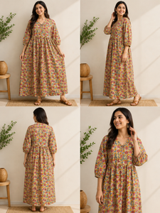 Pure Cotton <b>Kaftan</b> Short Dress Indian Hand Block Print <b>Summer</b> Floral Beach Coverup Comfy Maternity Kimono Robe For Women - Product Image 6