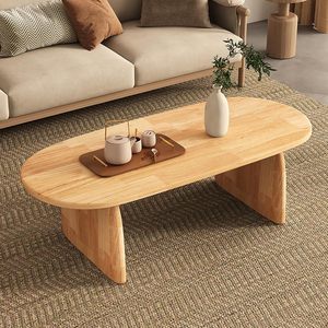Nordic solid wood home living room coffee <b>table</b>, oval tea <b>table</b>, low wooden <b>table</b>, rectangular coffee <b>table</b> for <b>small</b> apartments - Product Image 2