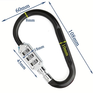 Mousqueton en forme de D avec cadenas à combinaison à 3 chiffres réinitialisable sans clé pour sac, sac à dos, casque, panier de vélo, antivol - Product Image 3