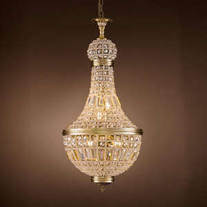 Nouveau design de lampes suspendues à haut plafond, grand lustre décoratif de luxe en bronze avec perles de cristal LED - Product Image 1