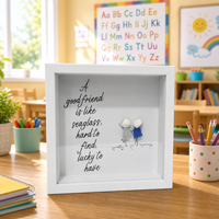 Cadre Boîte à Souvenirs d'Amitié pour Enfants, Art en Galets Blancs et Verre de Mer, Citation, Cadeau d'Anniversaire Meilleur Ami