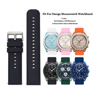 Bracelet de montre de 20mm pour Omega <span class=keywords><strong>Swatch</strong></span> Moonswatch <span class=keywords><strong>Femmes</strong></span> Hommes Bracelets de montre de remplacement en silicone souple à dégagement rapide pour le sport - Product Image 1