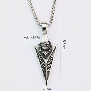 Colgante de flecha de acero inoxidable estilo nórdico vintage con texto rúnico, amuleto vikingo para hombre, regalo de joyería. - Product Image 5