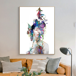 <span class=keywords><strong>Aquarelle</strong></span> abstraite femme toile Art mural peinture affiche maison café décor mural peinture à l'huile sur toile affiches et imprimés Art photo - Product Image 2
