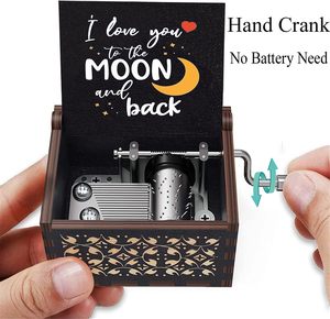 Carillon in Legno Colorato 'You Are My Sunshine' con Manovella Manuale, 'I Love You to the Moon and Back', Regalo Vintage - Product Image 3
