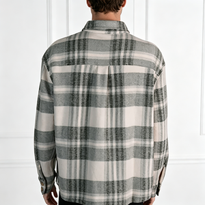 Camisa de Franela Cálida y Cómoda para <span class=keywords><strong>Hombre</strong></span>, Mezcla de Algodón, Estampado a <span class=keywords><strong>Cuadros</strong></span> Grises y Blancos, Estilo Oversize, para Otoño y Actividades al Aire Libre - Product Image 6