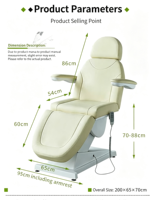 Fauteuil de beauté électrique à 3 moteurs, lit facial inclinable, fauteuil de massage cosmétique réglable pour salon, spa, tatouage, clinique de beauté