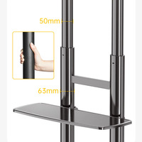 Fabricant de support TV personnalisé en usine Chariot de télévision mobile de 55 à 90 pouces en stock Support de téléviseur au sol réglable en hauteur avec plateau CD DVD