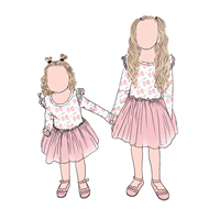 Gaun Tutu Anak Little Glow Kids Lengan Panjang Custom dengan Lipatan Ruffle 2 Lapis Tulle dan Lengan Mengembang Tulle
