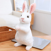 Peluche de lapin réaliste, jouet en peluche de lapin de type naturel, figurine de lièvre douce et fourrée, décoration de Pâques pour la maison, cadeau d'anniversaire pour enfants