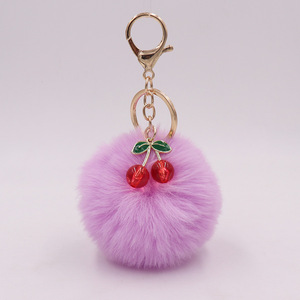 Puffball-Kirsch-Anhänger Schmuck Pompons für Schlüsselanhänger Taschenanhänger Flauschige Fell-Pompons Bälle Pom Pom Schlüsselanhänger - Product Image 3