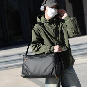 2026 Trendy Men's Large Capacity Crossbody Bags Casual Korean Style Fashionable Nylon with Geometric Pattern Travel Bags - Product Image 4