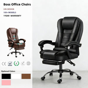 Silla de Oficina Ejecutiva de Cuero Chino con Reposabrazos, Función de Masaje, Reclinable, Giratoria, con Elevación - Cómoda Silla de Jefe con Reposapiés - Product Image 1