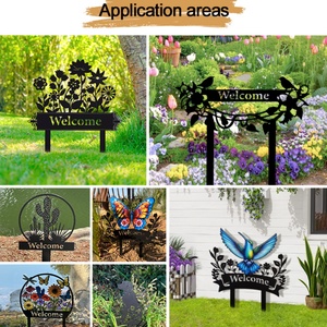 Flores para marcos, decoración de jardín de metal con insectos, letreros de hierro en miniatura con pájaros para césped, letreros decorativos para patio, adornos de jardín para exteriores, venta al por mayor - Product Image 6