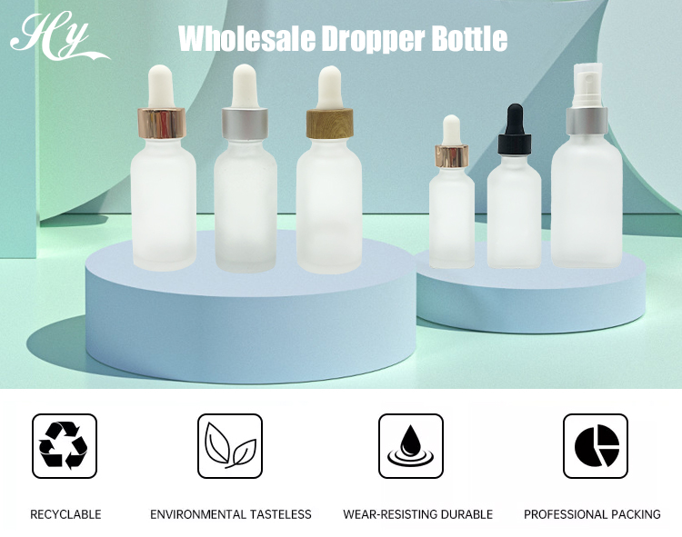 Hanya Transparent Frosted Glass Dropper Bottles With Pipette BPA Free