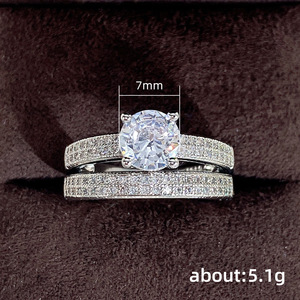 Set di Anelli per Coppie con Zirconia Cubica Rotonda per Matrimoni e Feste - Product Image 5
