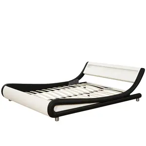 윌순 독점 이탈리아 디자인 인조 가죽 PU 곡선 침대 led 빛 침실 사용을위한 특수 디자인 침대 프레임