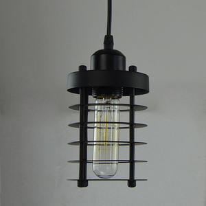 Amerikanische Retro industrielle zylindrische hohle Einzel kopf Home Metall Lampen schirm E27 dekorative Pendel leuchte für Restaurant - Product Image 4