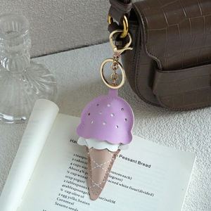 Cute Creative Ice Cream Shape Keychain Colorful PU Leather <b>Bag</b> Charm Decorative <b>Key</b> <b>Ring</b> for Women Girls - Product Image 3