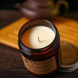 Pot en verre brun bougie parfumée cire de soja huile essentielle décoration de bougie aromatique de luxe dans une boîte en papier kraft <span class=keywords><strong>jaune</strong></span> - Product Image 4