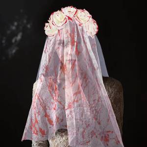 Nuevo Velo Sangriento de Novia Fantasma con Pinzas para el Cabello y Máscara, Accesorios de Disfraz para Festival de Halloween y Artículos de Fiesta, Venta al por Mayor Transfronteriza - Product Image 5