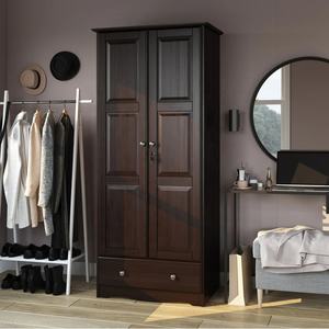 Armoire de style classique personnalisée de haute qualité, couleur noyer, design shaker, armoire en bois massif, <span class=keywords><strong>petite</strong></span> armoire de rangement pour <span class=keywords><strong>chambre</strong></span> à coucher - Product Image 4