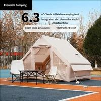 Tente de camping gonflable automatique 6,3 m² style maison de luxe, tente pneumatique en tissu Oxford imperméable 3000 mm pour le glamping familial
