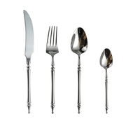 Ensemble de couverts 5 pièces de luxe en acier inoxydable 304 finition miroir, couteau, fourchette, cuillère, cuillère à café pour mariage