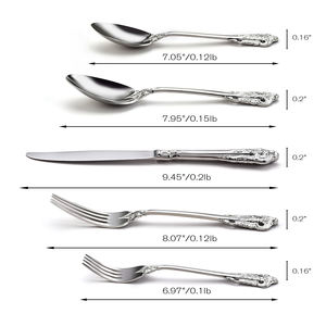 Ensemble de couverts de banquet en acier inoxydable vintage de luxe, avec poignée antique, en argent, pour mariage - Product Image 5