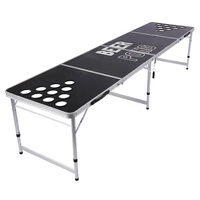 Table de beer pong portable et pliable de 8 pieds, personnalisable, en métal, avec trous, mobilier d'extérieur pour usage hôtelier