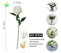 Fleurs artificielles en soie blanches réalistes faites à la main, longues tiges, roses européennes, bouquets de mariée, pour mariages, fêtes, maison, Pâques, remise de diplômes