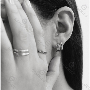 Gemnel personalizado nuevo alta calidad Vintage 18K chapado en oro tinta textura aros pendientes joyería Mujer - Product Image 5