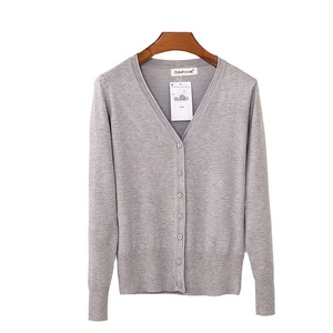 26 colori lavorato a maglia <span class=keywords><strong>cardigan</strong></span> di autunno della molla <span class=keywords><strong>cardigan</strong></span> delle donne casual manica lunga con scollo a V solido maglione delle donne del <span class=keywords><strong>cappotto</strong></span> - Product Image 1