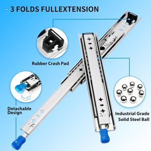 Diapositivas de cajón telescópicas de alta resistencia de extensión completa de 53mm rieles 24 "600mm rodamiento de bolas bloqueo diapositivas de cajón de alta resistencia - Product Image 2