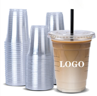 Gobelet en plastique PET transparent jetable de haute qualité, modèle 98, avec couvercle plat ou en dôme, imprimé UV, pour boissons à emporter, collection 2026