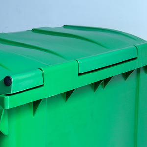 660L Four <b>Wheel</b> Plastic Trash Can With Pedal Outdoor HDPE Rectangular Waste <b>Bin</b> For Sanitation Street Use - Product Image 4