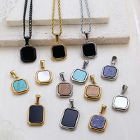 Vente en gros de pierres précieuses, pendentif en coquille de turquoise, bijoux, pierre naturelle, carré, lapis lazuli, émail, malachite