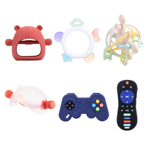 Silicone Baby Teether Set Bear Ring <b>Remote</b> <b>Controller</b> Rudder Pacifier Shape 0 24 Months Unisex PP Material OEM Manufacturing - Product Image 1