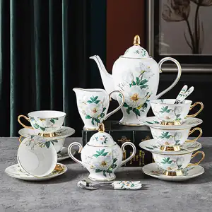 Luxury European Coffee Cup Set Simple Ceramic Bone China Tea Cup For Afternoon Tea Household Flower Tea Cup Design