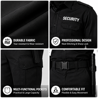 Uniformes et équipements de sécurité pour hommes et femmes, uniforme de garde de sécurité, chemise et pantalon tactiques noirs, durables, respirants, multi-poches