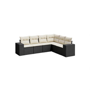 Juego de Sofás de Jardín Color Crema, 6 Plazas, Muebles de Ratán para Exteriores, Diseño Contemporáneo - Product Image 1