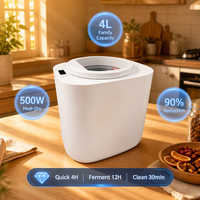 Compostador Eléctrico de Desechos de Alimentos de Grado Alimenticio, Libre de BPA, 4L, Máquina de Compostaje para Cocina, Segura, Inodora, para Interiores, Hogar y Jardín