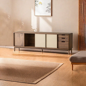 Mueble de <span class=keywords><strong>TV</strong></span> para Salón Estilo Italiano AJUNION, Marco de Madera, Puerta de Mueble con Tejido de Cuero Artificial, Soporte de <span class=keywords><strong>TV</strong></span>, Consola de Entretenimiento, Mesa de <span class=keywords><strong>TV</strong></span> - Product Image 1