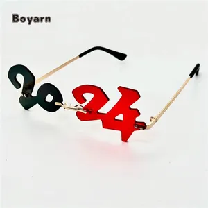 Boyarn太阳镜2024批发节日道具数码眼镜派对装饰圣诞摆件快乐年眼镜批发