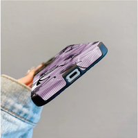Étui de téléphone portable en cuir artificiel TPU avec impression vagues violettes et nœud papillon pour iPhone X Xr 11 12 13 14 15 16 17 18 Pro Max