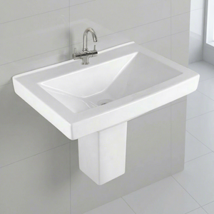 Meilleures ventes : Ensemble lavabo demi-pied carré en céramique blanche avec meuble pour centre commercial - Product Image 5