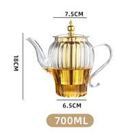 Théière en verre doré de 700 ml avec couvercle et infuseur dorés pour thé en vrac, thé fleuri, thé de l'après-midi – Articles de thé en stock