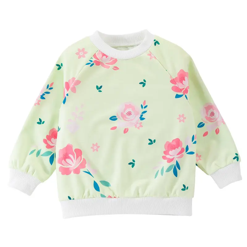 Autumn Spring Girls Hoodies Children's Cartoon Crew-neck Top Western Style Bottom Shirt Kids Clothes Wholesale