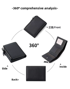 Portefeuille pour femme à trois compartiments en cuir véritable avec protection RFID anti-fraude, plusieurs emplacements pour cartes et poche zippée pour pièces de <span class=keywords><strong>monnaie</strong></span> - Product Image 5